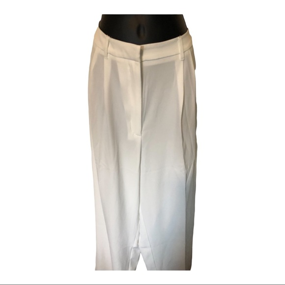 Off white ivory high waist hi-rise wide leg trouser slacks pants size Medium new - Picture 6 of 14